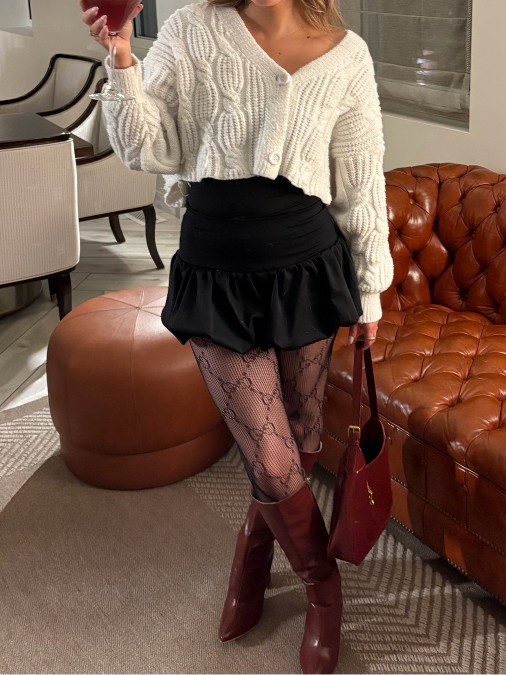 Women's Black Bubble Mini Skirt